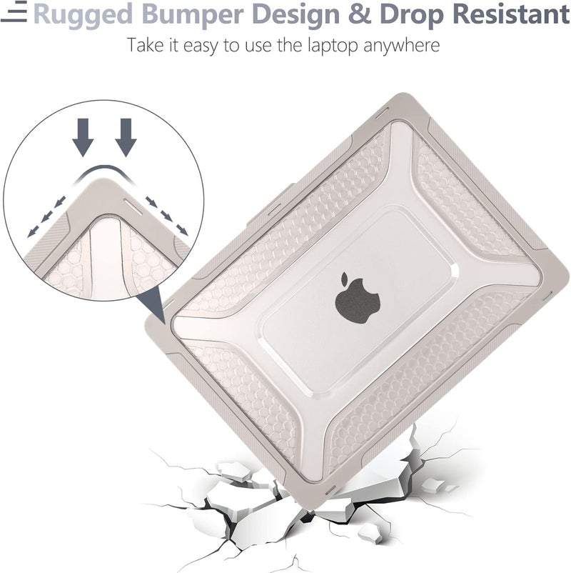 Batianda Extreme Heavy Duty Case for New MacBook Air 13.6 inch 2025 M4 2024 2022 A3240 A3113 A2681 - Anti-Slip Rubberized Stand (Holds 25lbs) Honeycomb Exoskeleton Max Cooling & Stability - Rock Gray - Image 5